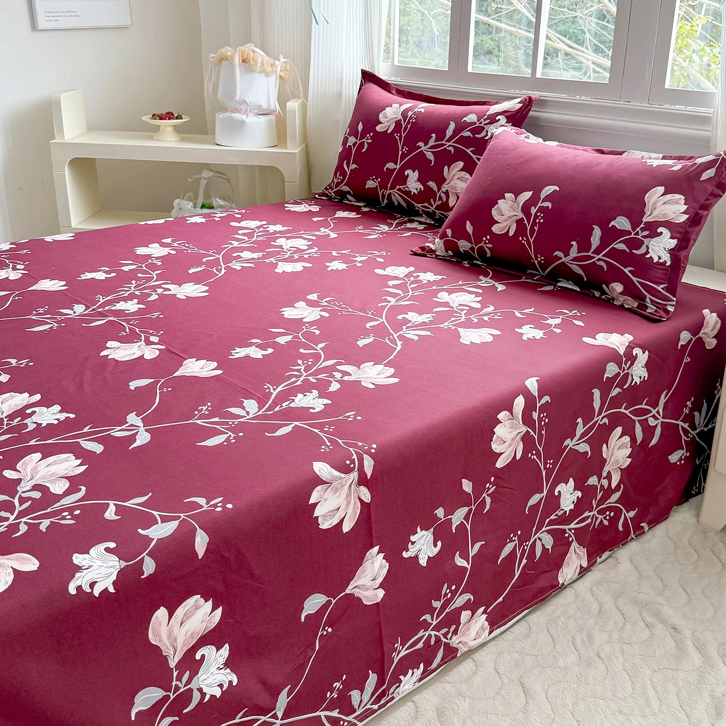 Soft Flat Bed Sheets Flower Printed Top Sheets for Bed Single/Queen/King Size Skin-friendly Size Bed Cover Colcha De Cama Casal