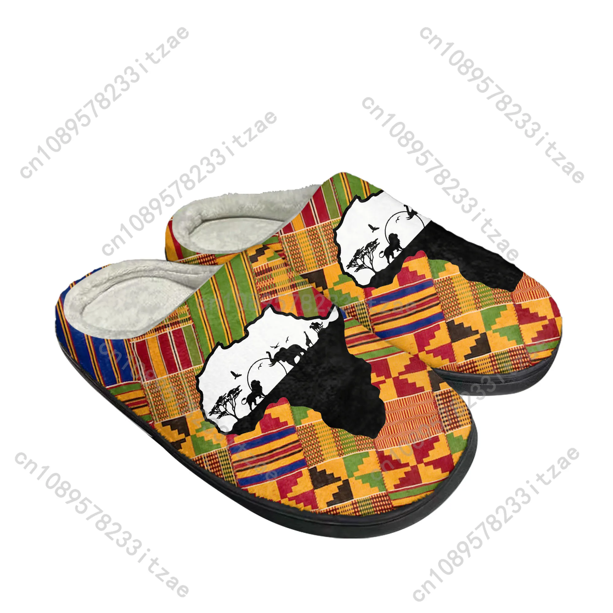 

African Ethnic Culture Design Home Cotton Slippers Mens Womens Plush Bedroom Casual Keep Warm Shoes Thermal Slipper Custom Shoe