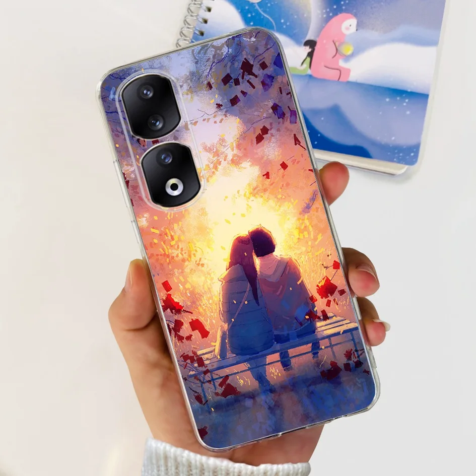 For Honor 90 Case Honor 90 Pro Cute Cover Astronaut Transparent TPU Soft Silicone Phone Cases For Huawei Honor90 90Pro 5G Bumper