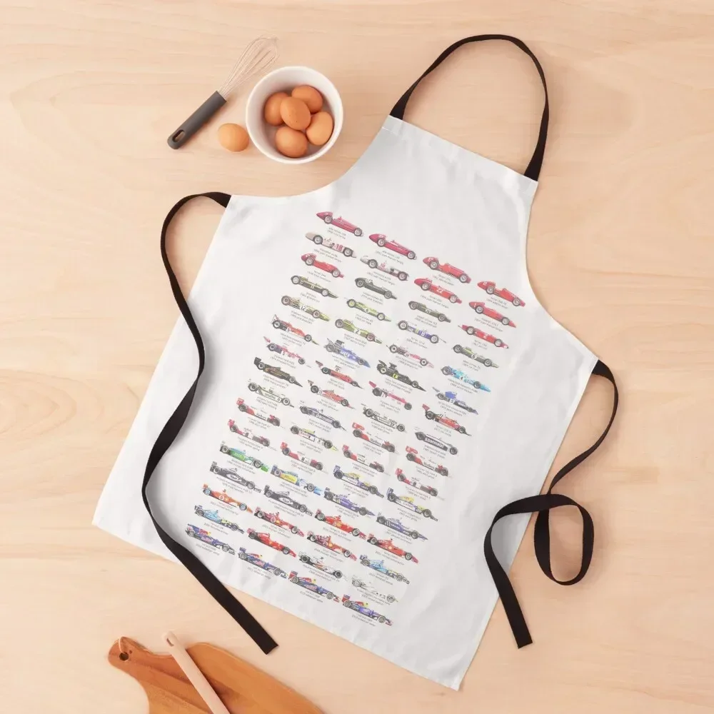 

F1 Car Evolution 1950-2013 Apron Kitchen For Man Kitchen Tools Accessories For Women Kitchen barber uniform Apron