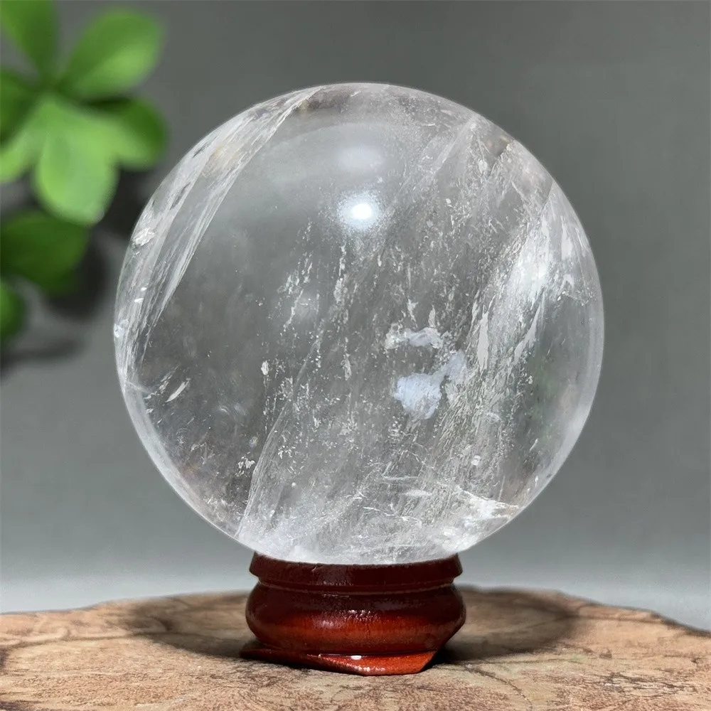 Natural White Crystal Ball Heals Mineral Crystal Reiki Meditation Wealth Divination Massage Home Decoration Gift+Base
