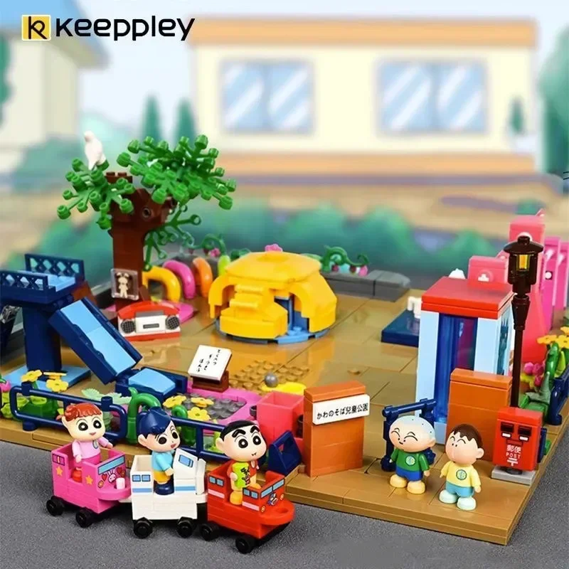 

Keeppley crayon shin-chan Building Blocks garden construction set Japanese cartoons anime characters DIY assembly kids toys Gift