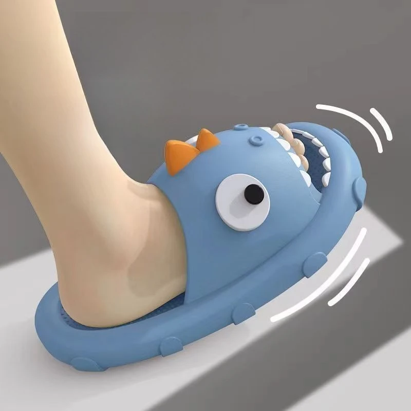Fanceey Shark Slippers Summer Cartoon Women's Sandals Wear Outside Anti-slip Thick-soled Couple Shoes  Bathroom Men Sandals