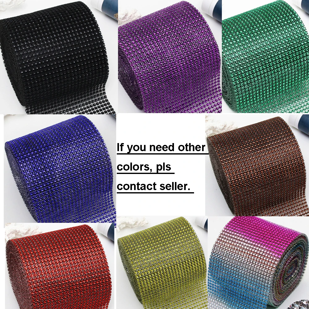 5 Yards Length 2-12cm Width Bling Diamond mesh Wrap ribbon silver Rhinestone Mesh Roll Tape Tulle Crystal cake wedding decorate