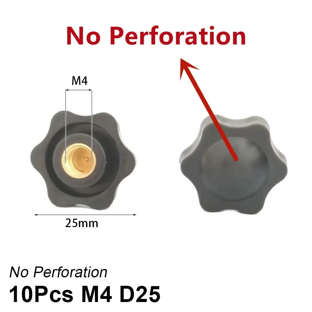 10Pcs New M4 M5 M6 M8 M10 M12 Hand Tighten Nuts Mechanical Black Manual Thumb Nut Handle Thread Clamping Knob