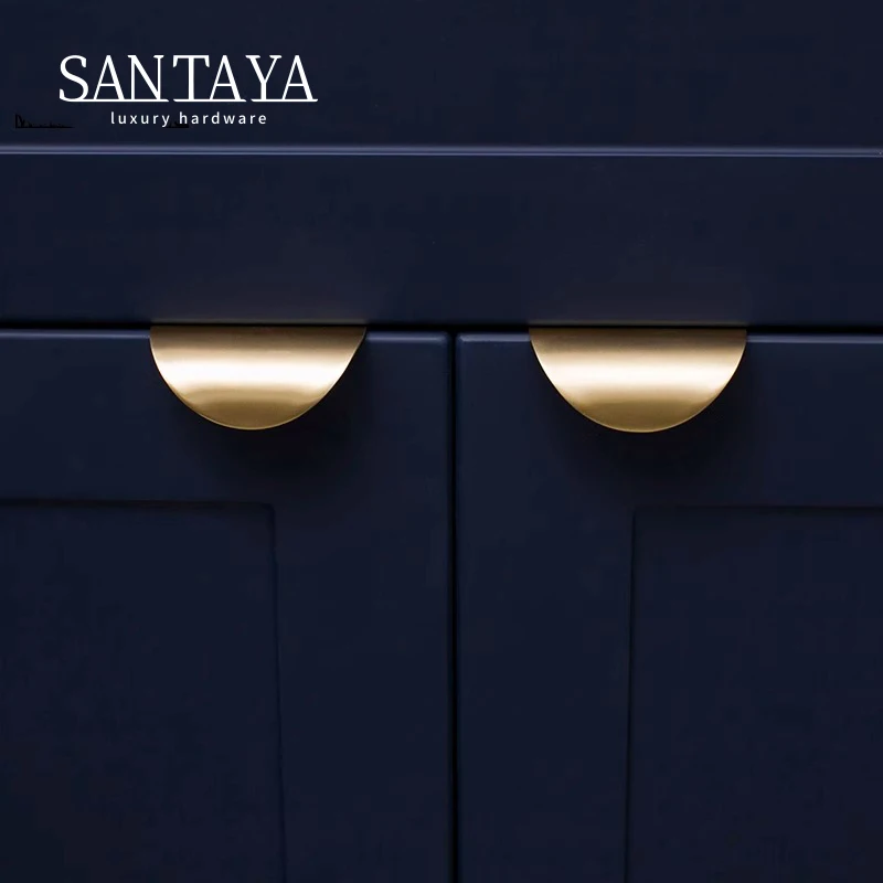 

Brushed Brass Hidden Drawer Handle Kitchen Cabinet Pull Wardrobe Finger Tab Handles Luxury Furniture Hardware Accessories