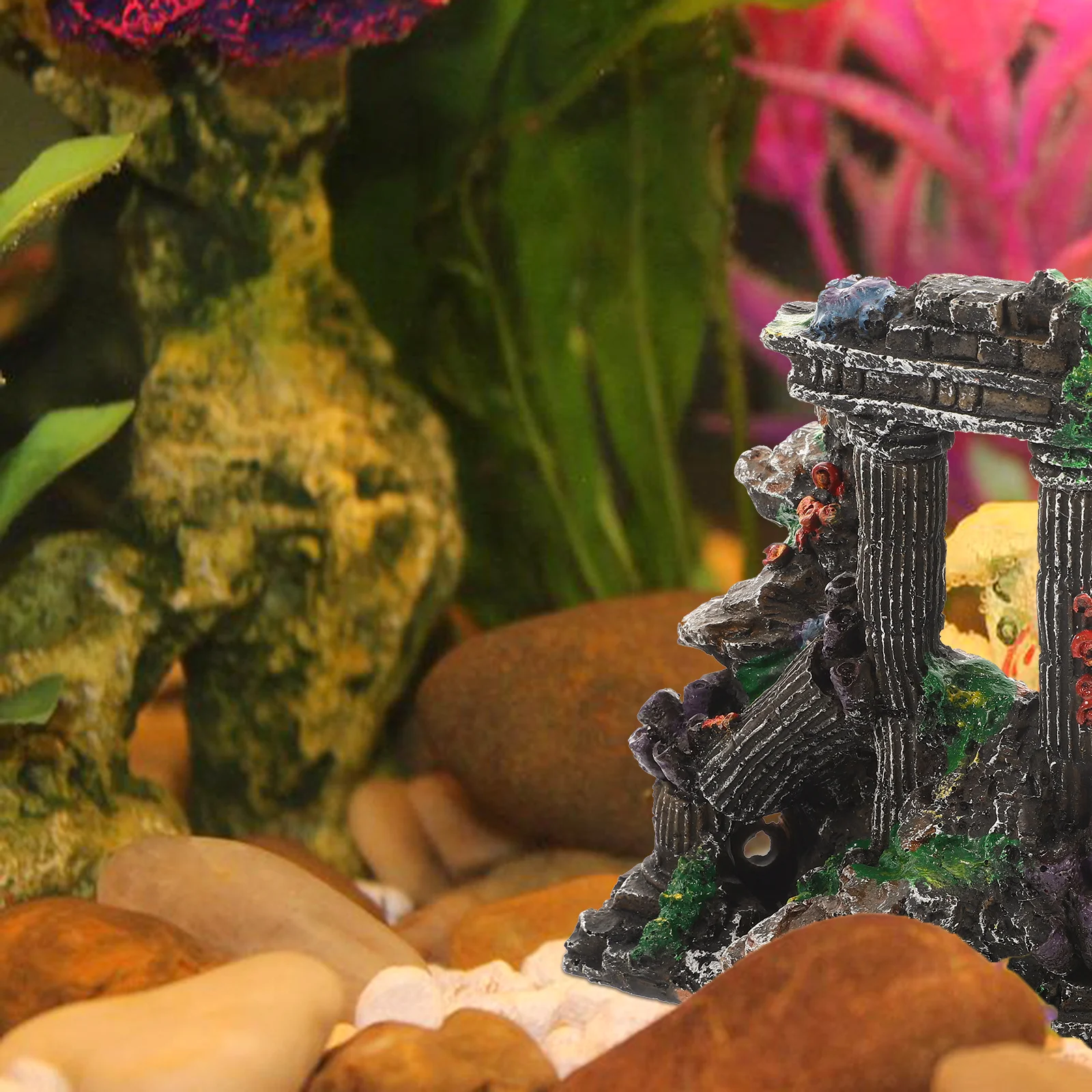 

Rockery Castle Aquarium Landscape Resin Coral Column Accessory Fish Hiding Place Large Tank Ornament Natural Simulation Tank