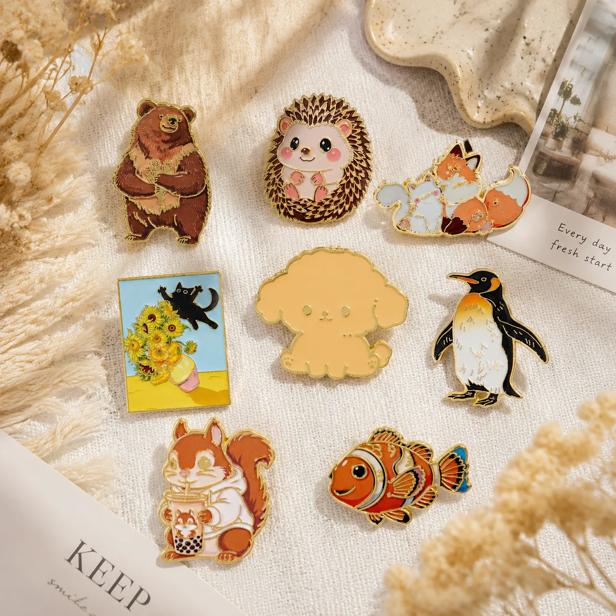 Cute Cartoon Bear Backpack Pins Women Men Brooch on Clothes Soft Enamel Pin Porcupine Badges Lapel Pins Jewelry Accessories