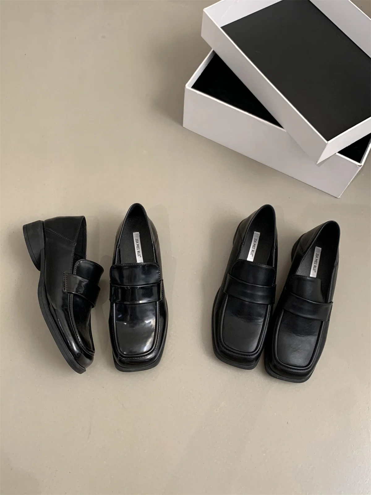 Casual Driving Penny Loafers Shoes Thick Heel Slip-On Shoes for Women Retro Worker Shoes British Style Pumps Zapatos De Mujer