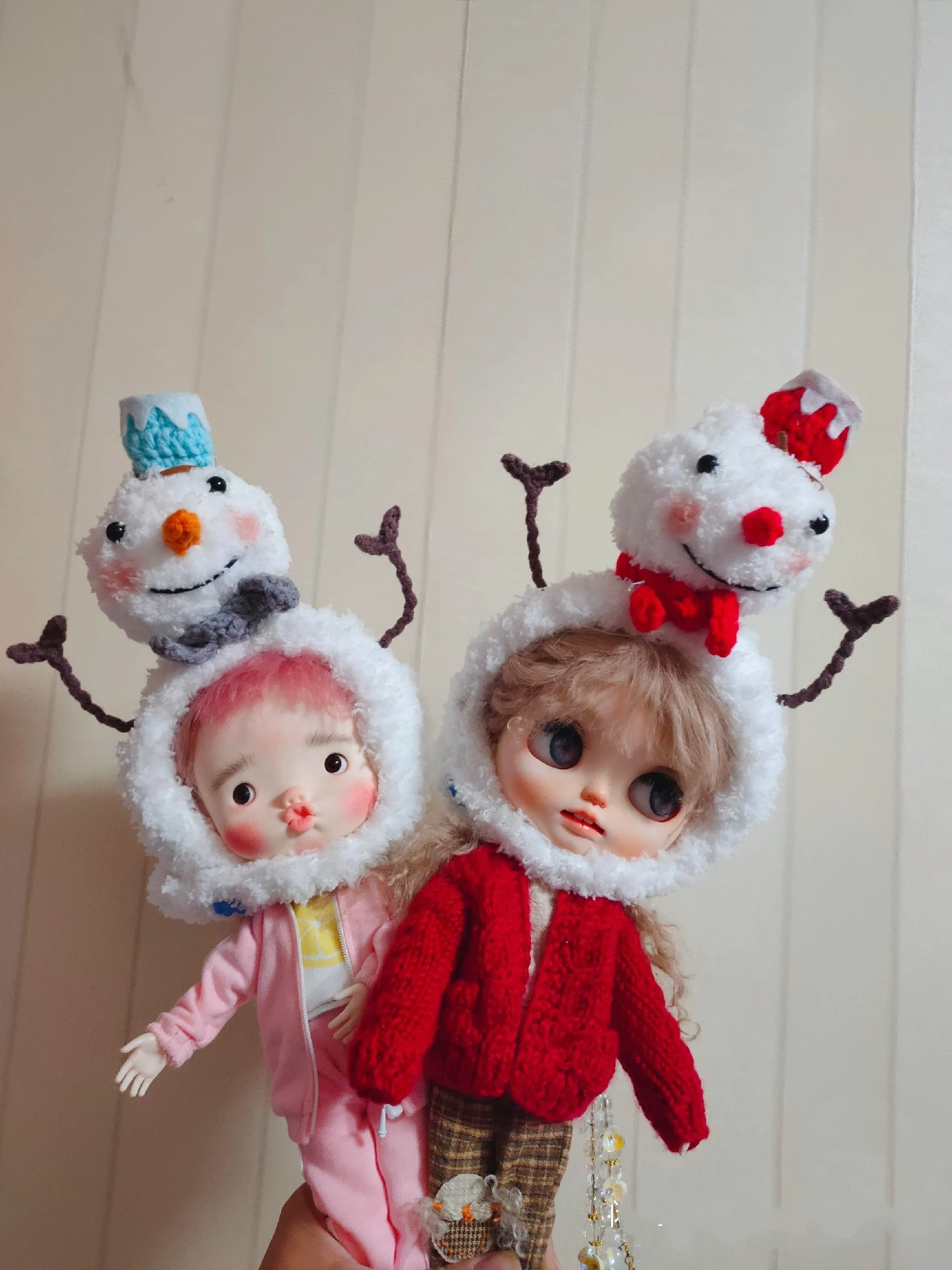 Dula Handmade Snowman yarn Knitted hat Blythe ob24 ob22 ob11 Azone Licca ICY JerryB 1/6 Bjd Doll Accessories