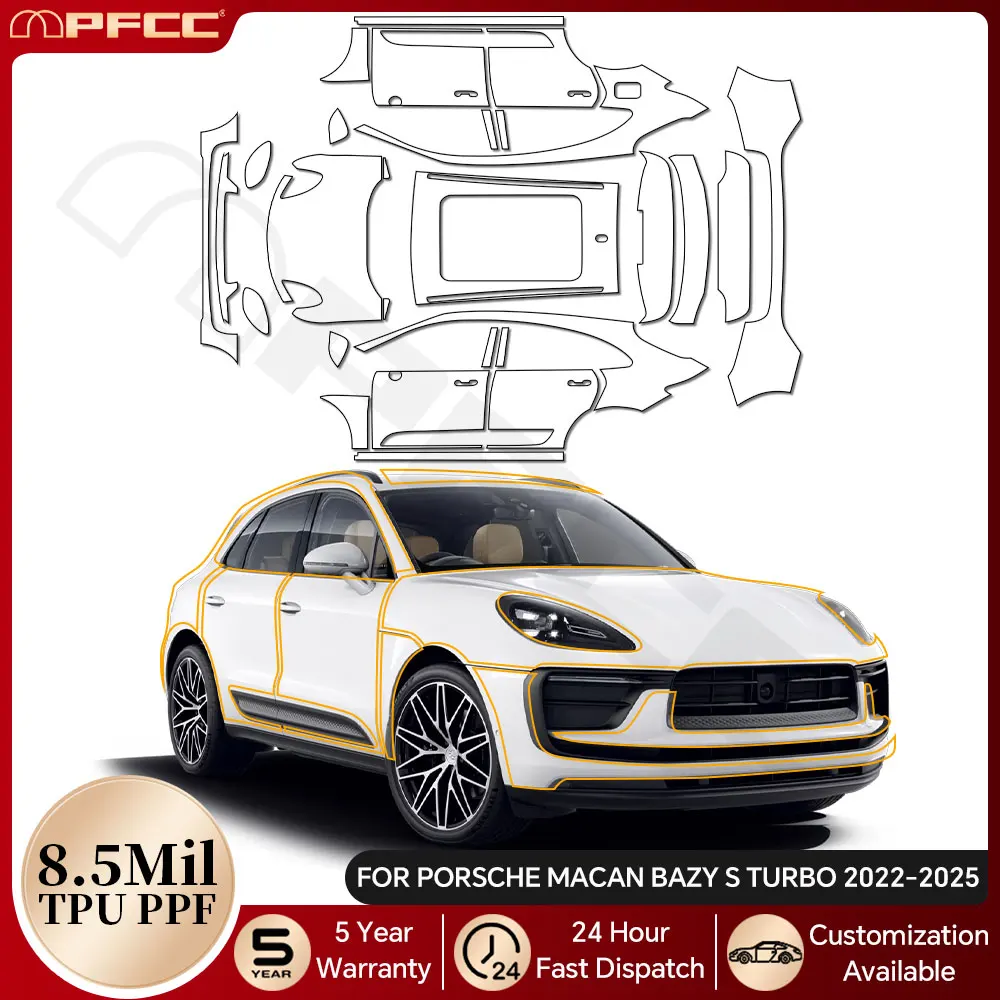 

For Porsche Macan Base S Turbo 2022-2025 TPU Paint Protection Film Pre-cut PPF Car Body Anti-Scratch Clear Bra Resistant Cover