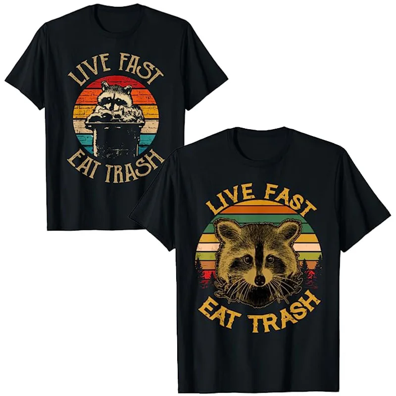 Live Fast Eat Trash Funny Raccoon Camping Vintage Hiking Shirt Live Fast! Eat Trash! T-Shirt Design Cute Animal Lover Tee Tops