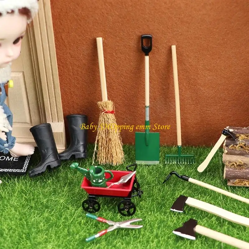 23GD Ensemble d'outils jardinage miniature poupées réalistes avec 12 outils miniatures pour 1/12 Dollhouses Scene Afficher