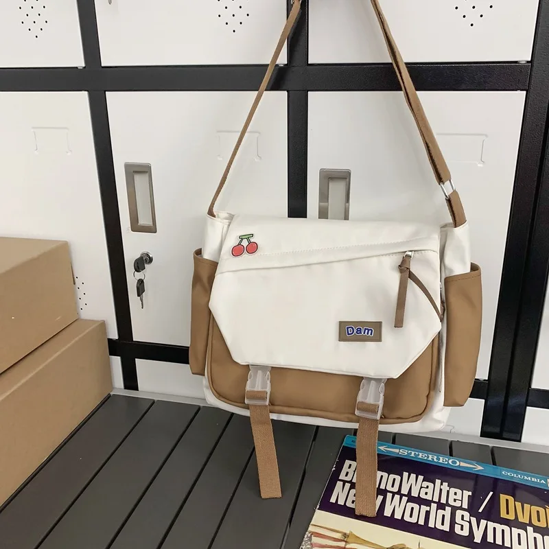 Casual Shoulder Bag Korean Student Schoolbag Crossbody Trendy Design Artistic Small Fresh Large Capacity Patchwork Messenger Bag