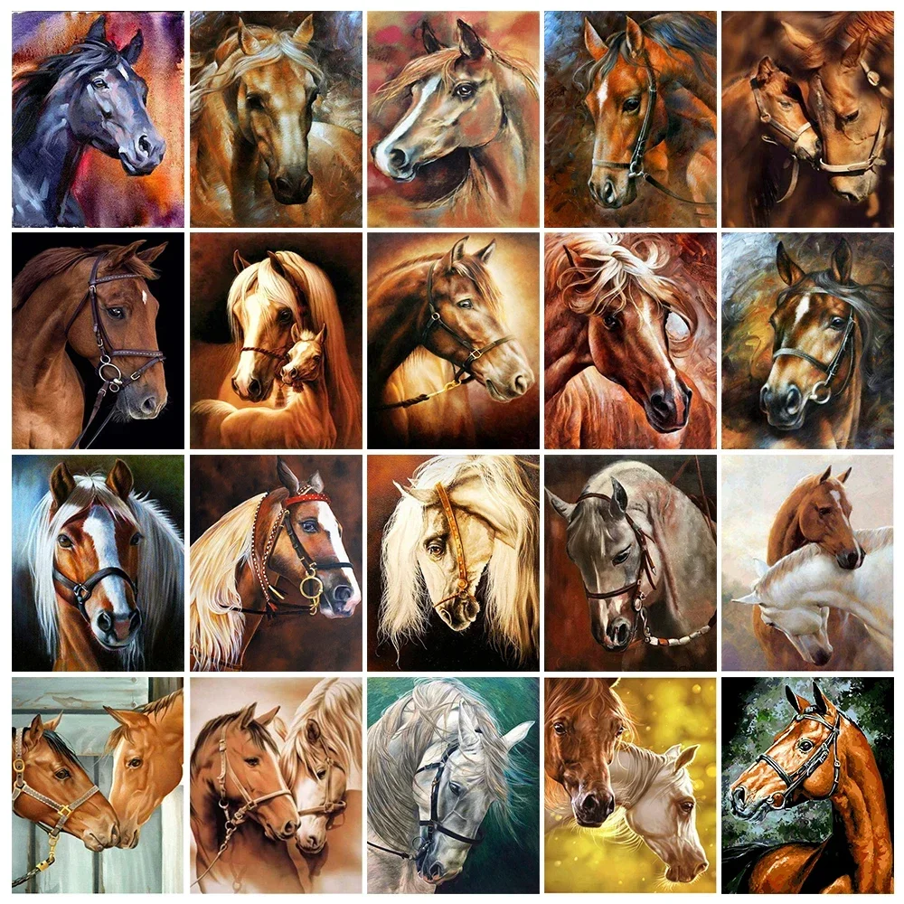 5D DIY Diamond Painting Horse Full Round Diamond Mosaic Animal Embroidery Cross Stitch  Art Home Decor Gift 2022 New Collection