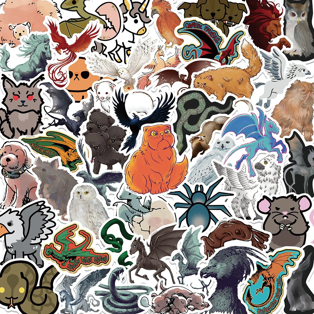 10/30/50PCS Fantastic Beasts Magic Stickers Cute Cartoon Decals Toy For Kids DIY Skateboard Laptop Phone Bike Helmet Car Sticker