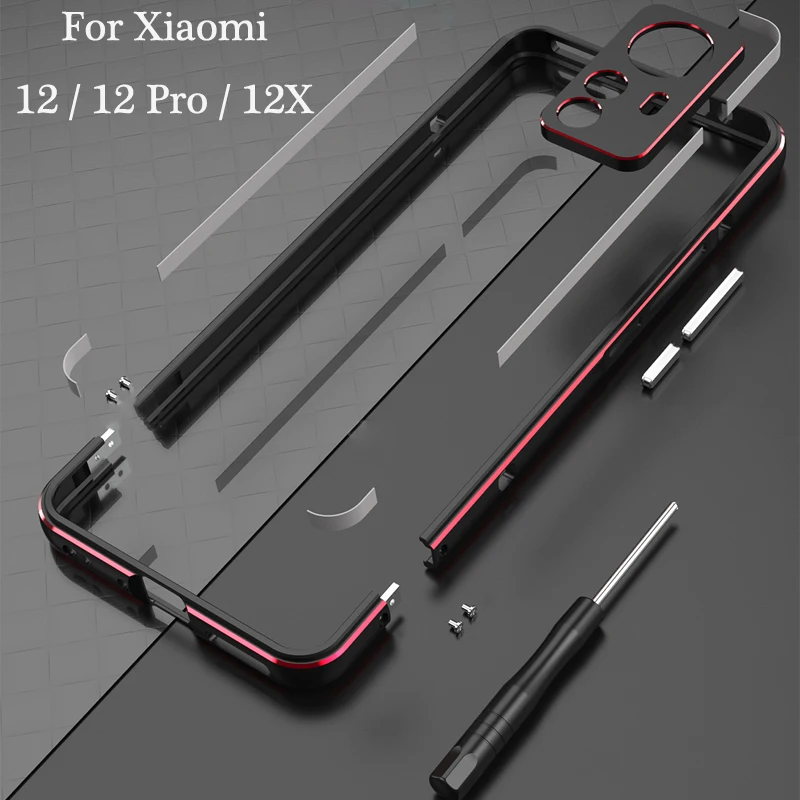 Funda de parachoques de Metal de aluminio de colores combinados para Xiaomi Mi 12 12Pro 12X 12 Pro funda Len Carmera + Protector de marco