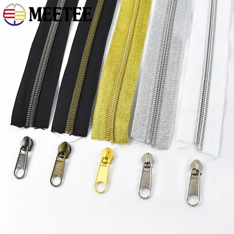 3# 5# Nylon Zipper Tape +Zippers Sliders for Bag Garment Shoes Plastic Zips Coil Decor Zip Pulls Head Repair Sewing Accessories