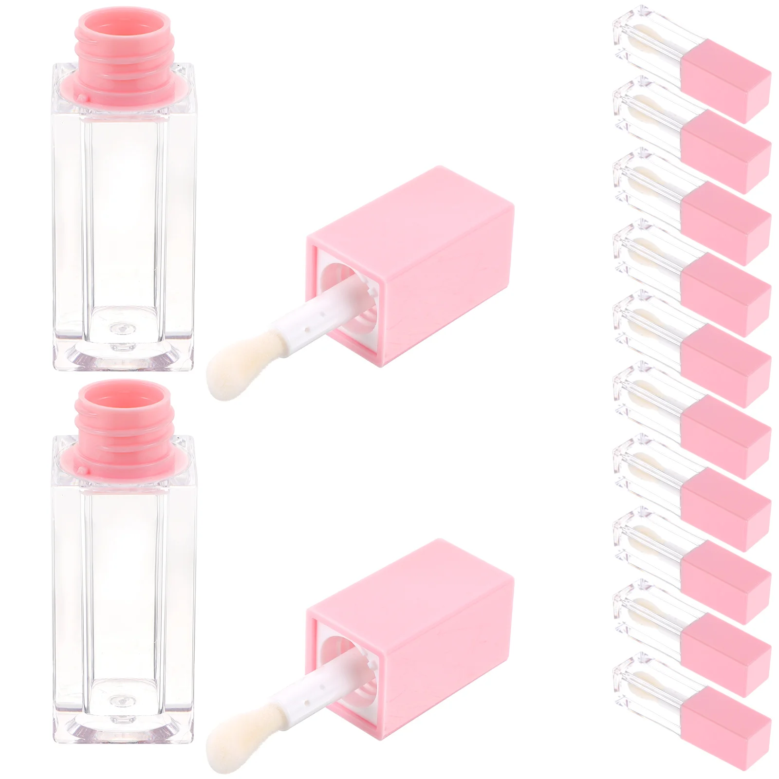 

12pcs Empty Lip Gloss Tubes Refillable Containers Pink Mini 5ml Plastic Bottles Bulk Storage Safe Durable Lightweight