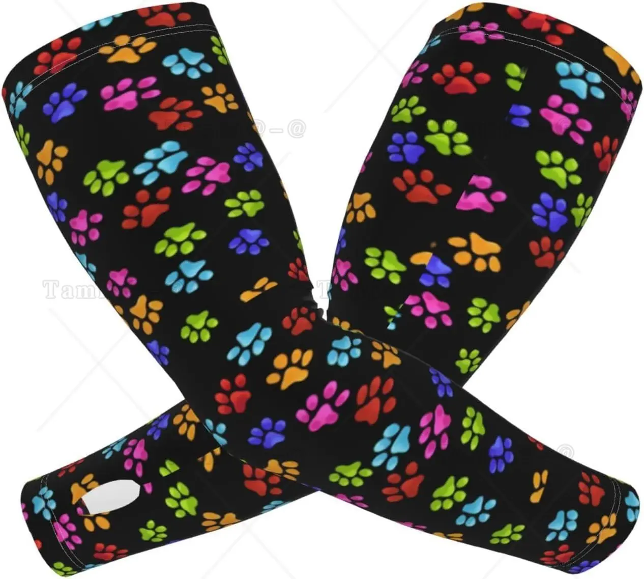 Colorful Dog Cat Paw Print Sleeves Paws Arm Sleeves Cute Paw Sports Sleeve for Women Men