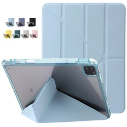 Funda For iPad Air 13 Pro 13 2024 Case With Pen Holder Acrylic Clear Hard Back Stand Smart Case For iPad Air 11 Pro 11 2024 Case