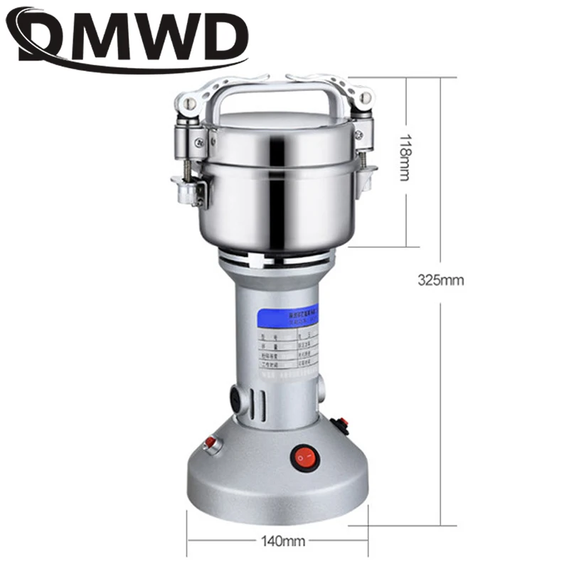 DMWD 150g kruszarka do przypraw chińskie zioła medycyna szlifierka ze stali nierdzewnej młyn ziarna najdrobniejszych elektryczne zioła orzechy
