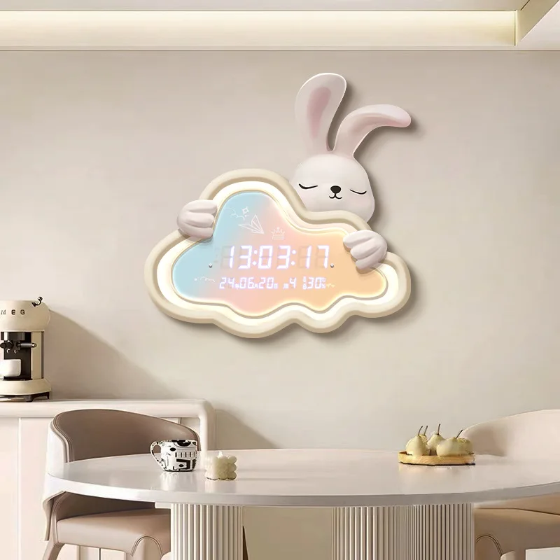 

TV background wall Clock restaurant Kitchen decoration painting with clock entrance Mural light