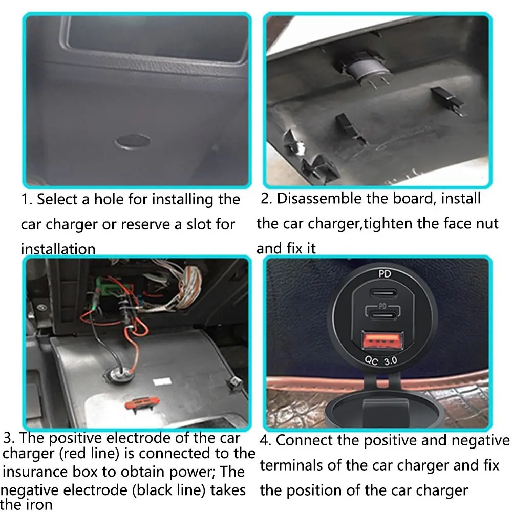 Dual PD/QC Ports QC3.0 Car Charger Socket Fast Charging Dust-proof Cover 12V/24V Car Moto Adapter QC3.0+PD Waterproof