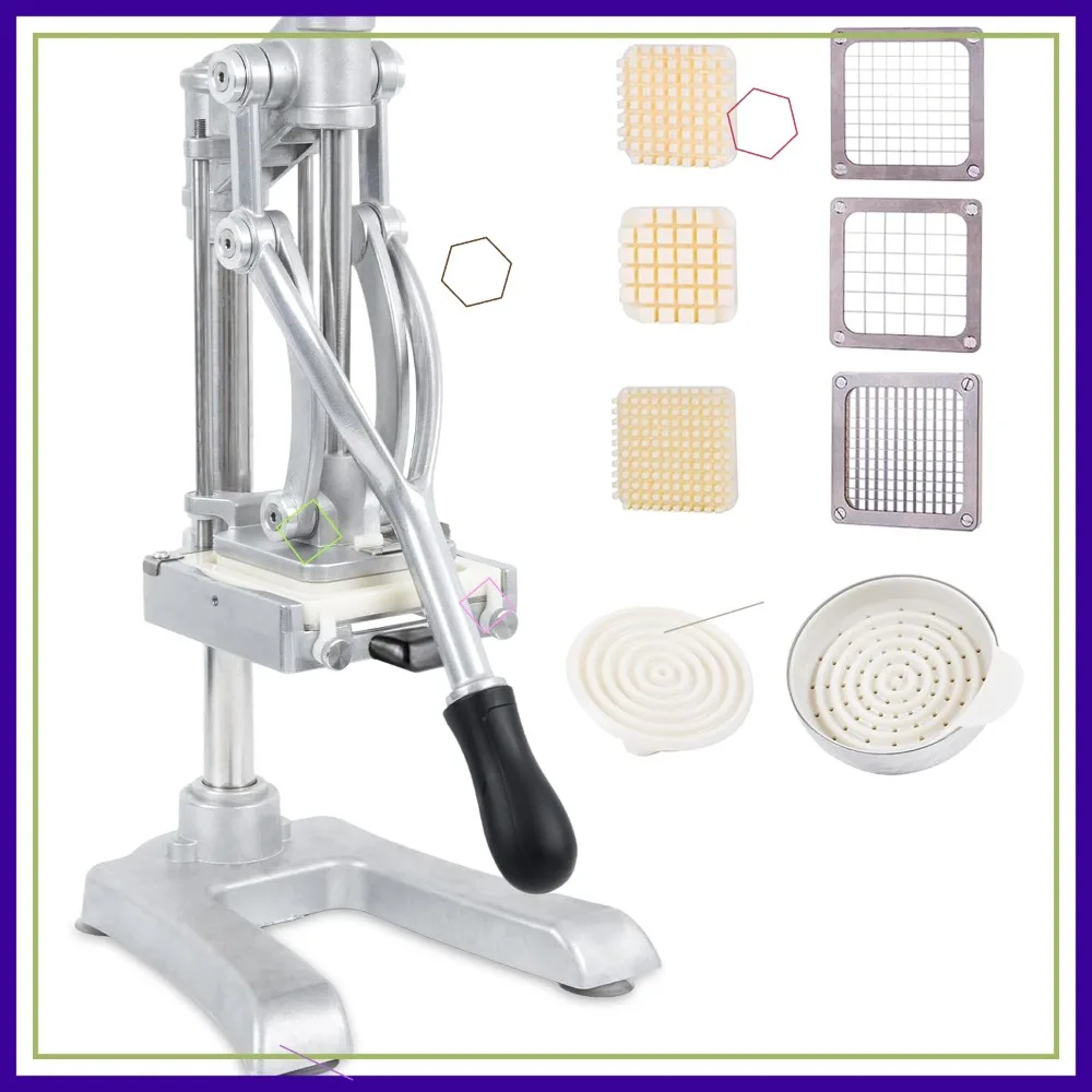 

Commercial Vegetable Fruit Chopper Juicer, Stainless Steel Food Dicer French Fry Cutter Slicer with 3 Blades