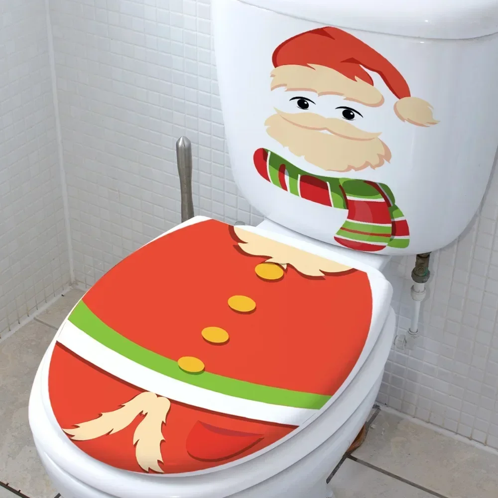 Cartoon Creative Christmas Toilet Sticker, Matching Decoration, Toilet Decoration for Bathroom,Beautifying Wall Sticker