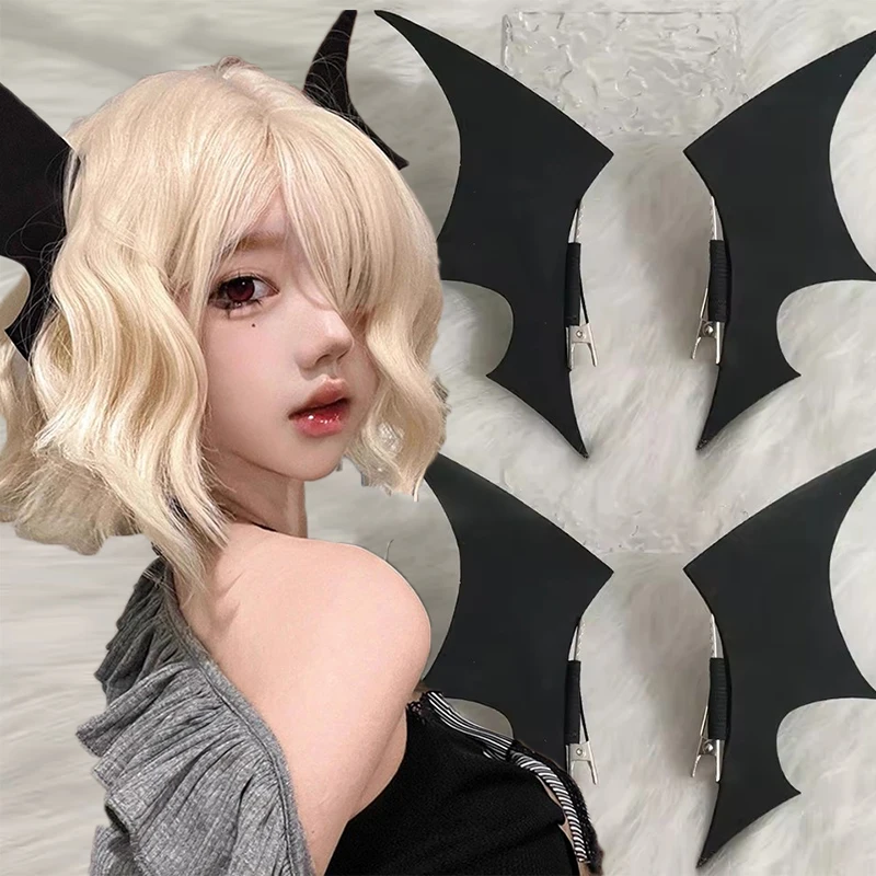 أسود أجنحة الخفافيش مقاطع الشعر القوطية الخفافيش دبابيس الشعر ورأى هالوين اكسسوارات للنساء الاطفال تأثيري لوليتا حزب الشعر الديكور #1