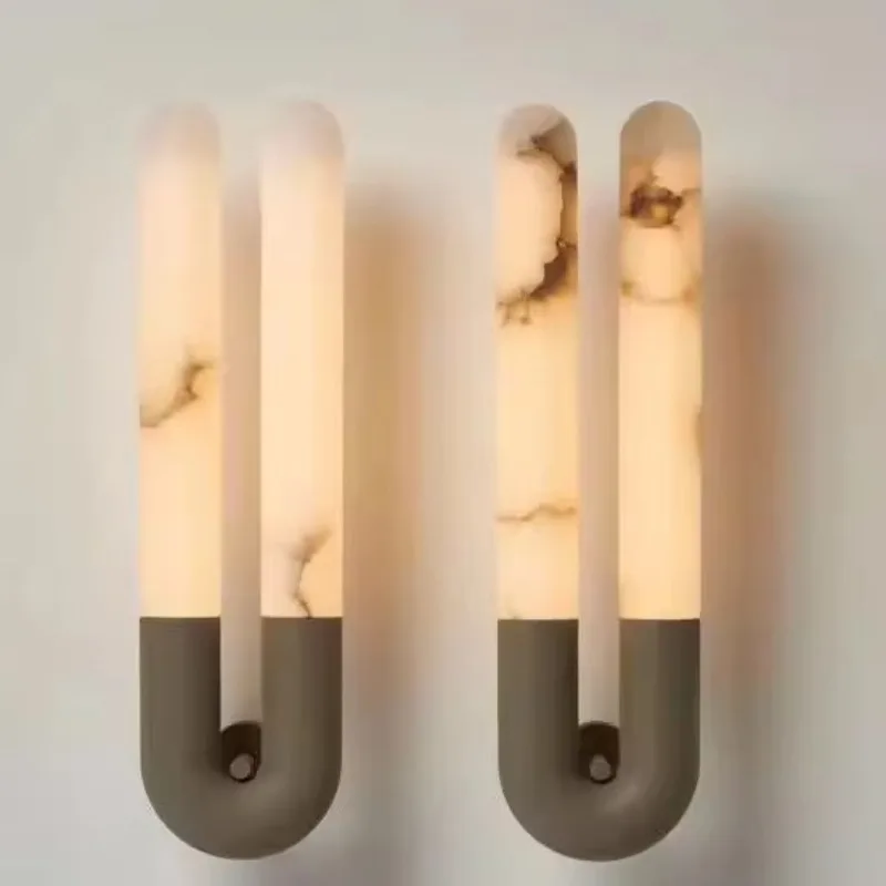 

All Copper Retro Spanish Imported Marble Wall Lamp with LED Light Source for Bedroom Hotel Corridor Balcony Villa Outdoor Use