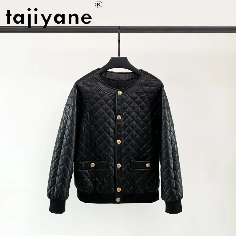 TAJIYANE Real Leather Jacket Women Down Jackets Thicken Sheepskin Jackets for Woman Diamond Grid Jacket Black Winter Coat Косуха