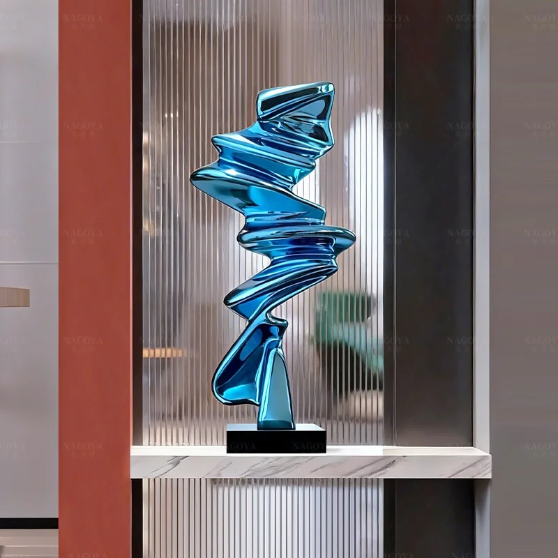 Nordic Abstract Art Electroplating Sculpture Decoration Living Room Entrance TV Cabinet Hotel Art Sculpture Floor Decoration