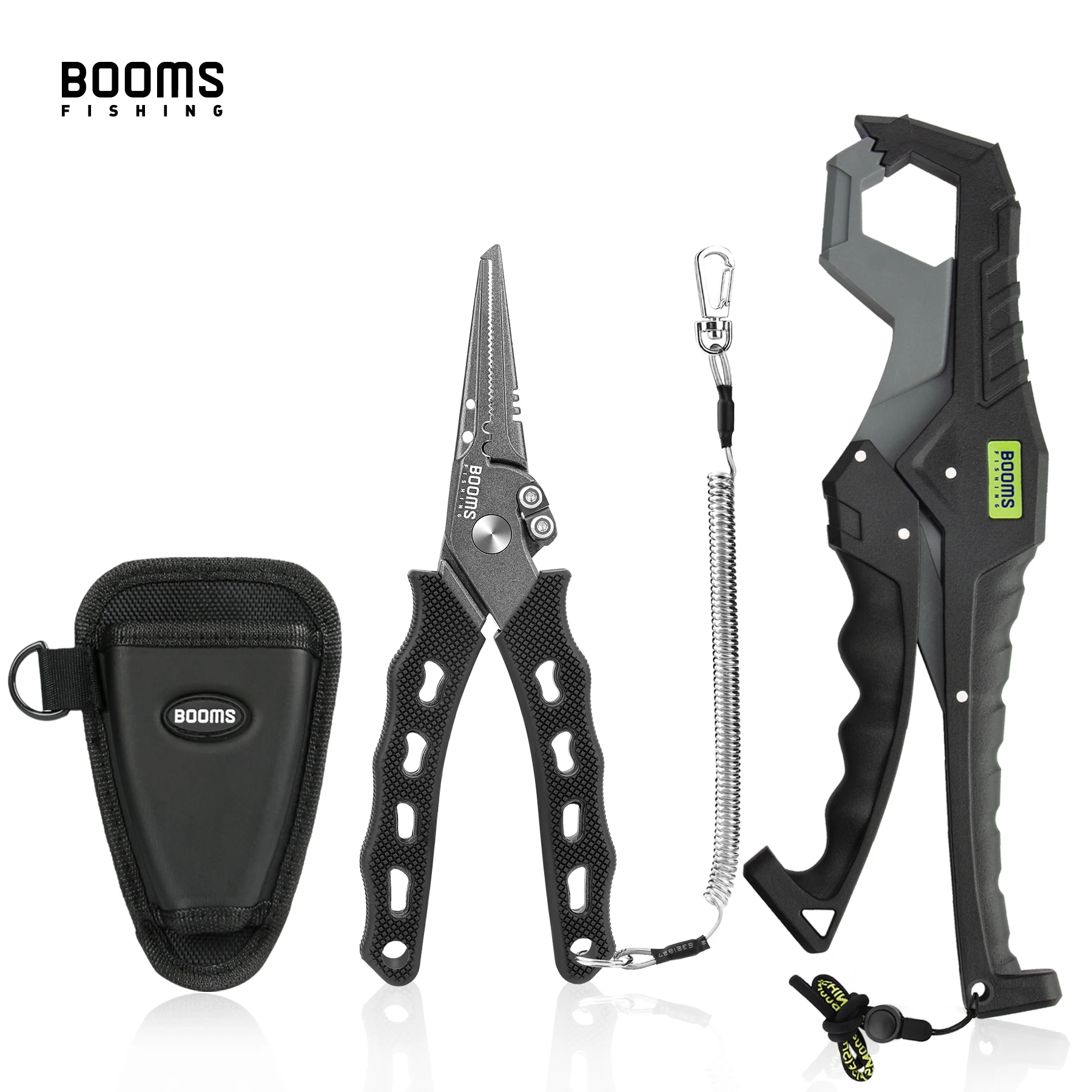 Booms Fishing G5F7 Fishing Pliers and Fish Gripper Compose Tools Set with Lanyard Sheath Anti-Rust Anti-Corrosion Safer For Fish