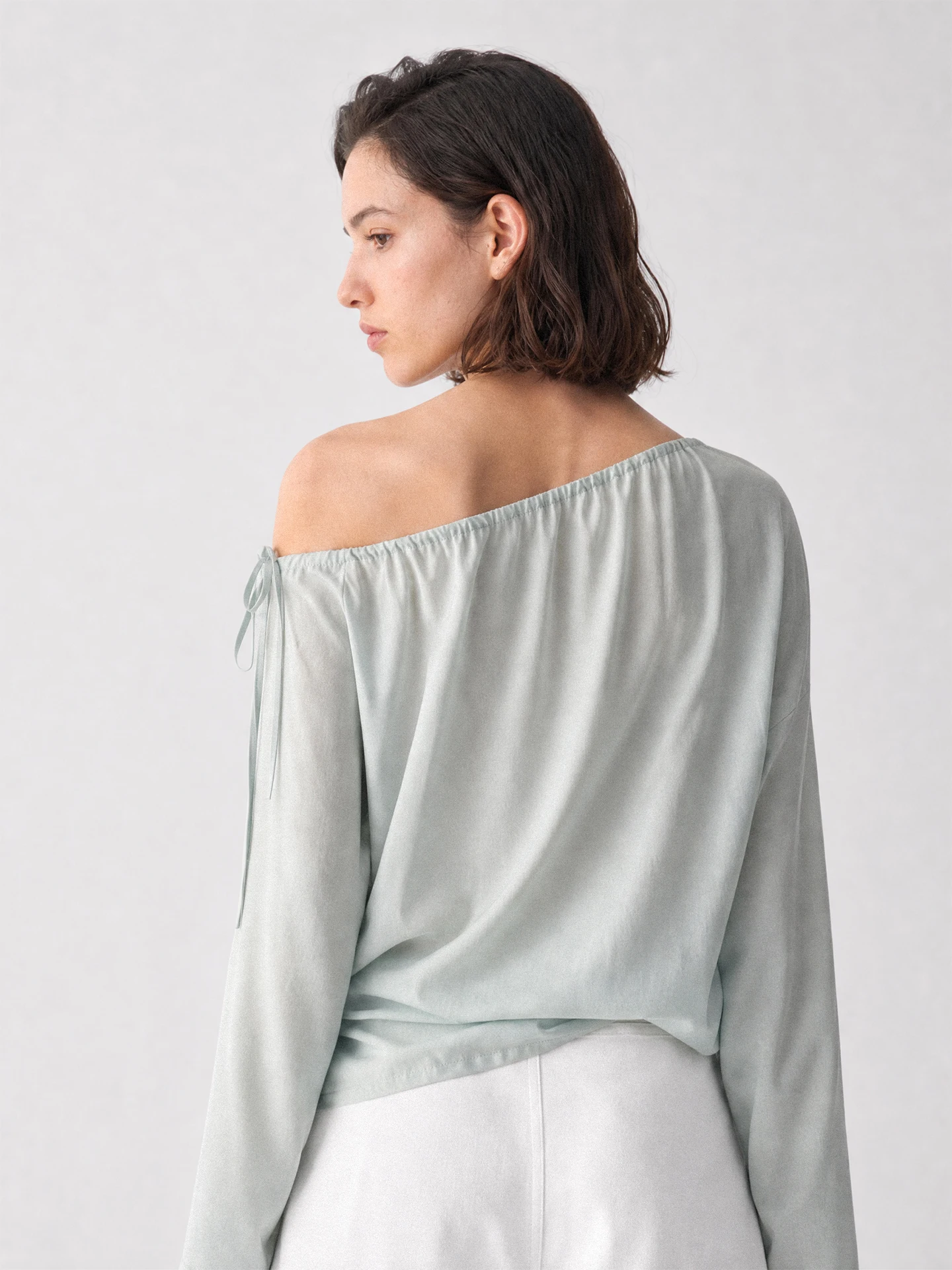 TDDP Women's Long Sleeve T-Shirt Loose Fit Drawstring Design Linen-Like Comfortable Summer Top Citywalk Casual Style