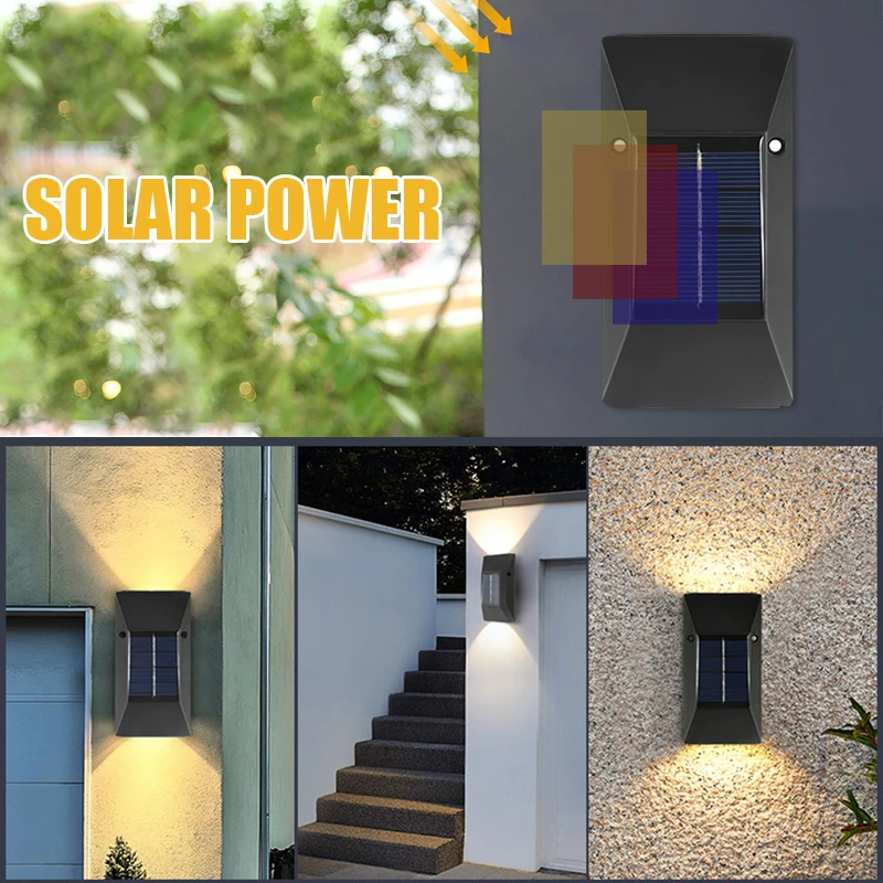 1/2/4/6/8PCS Smart LED Solar Light Outdoor IP65 Waterproof Garden Light Solar Powered Wall Lamps Sconces Fence Garden Decoration