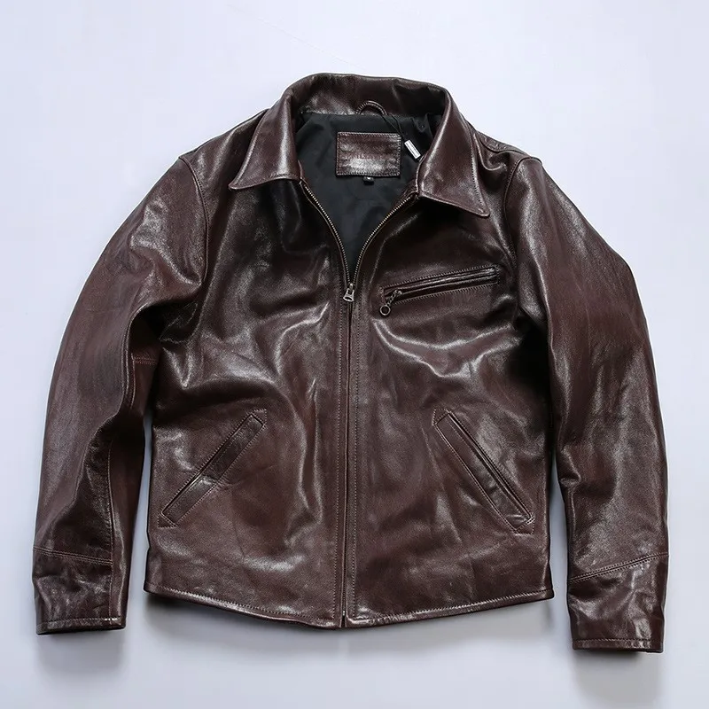 Oil-wax cowhide men's lapel leather