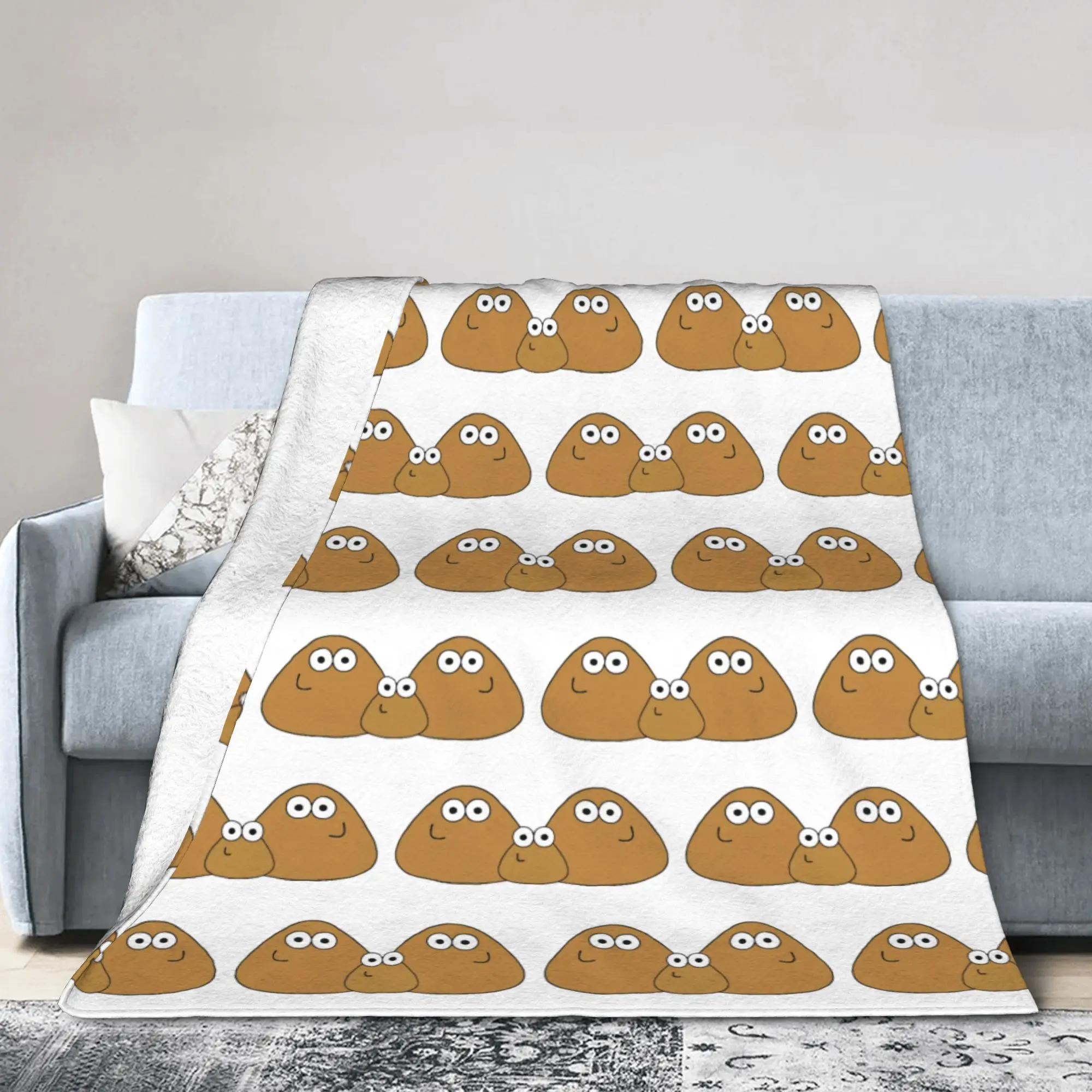 Virtual-Alien Pet P-Pou Blanket Cartoon Game Wool Awesome Warm Throw Blanket for Home Spring/Autumn Travel