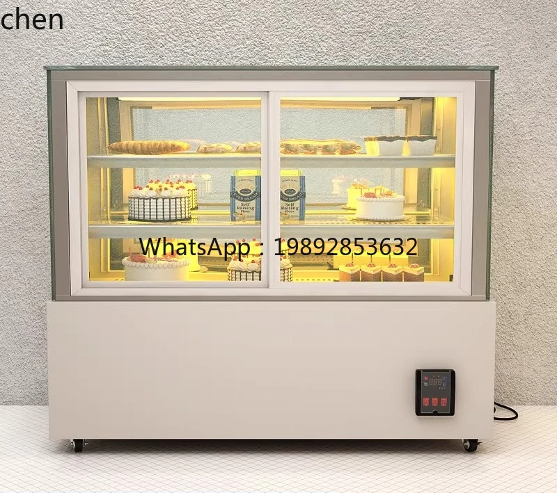 ZS  cake refrigerated display cabinet, fruit dessert, west point deli bread, fresh air freezer, front door