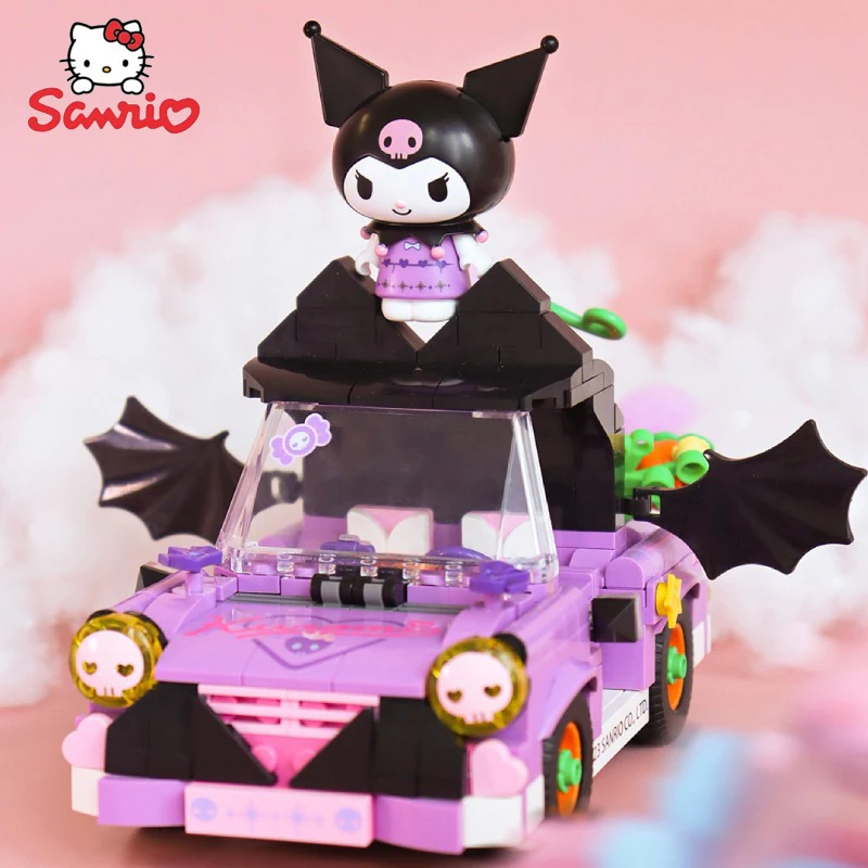 

Cartoon Sanrio My Melody Kuromi Blocks Car Kuromi Assembled Toys Ornaments Assembled Blocks Children's Toys Birthday Gift