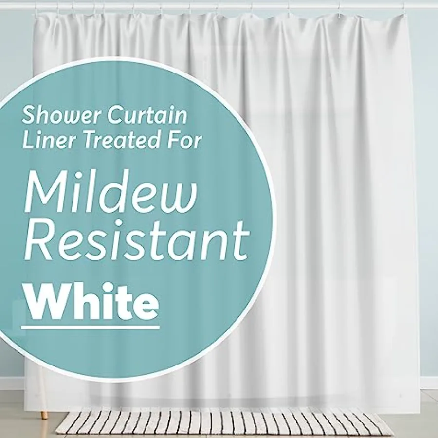 

Shower Curtain Liner 72 x 72 PEVA Premium Shower Curtain with Rustproof Metal Grommet and 3 Magnetic Weights Odor Free and Comp