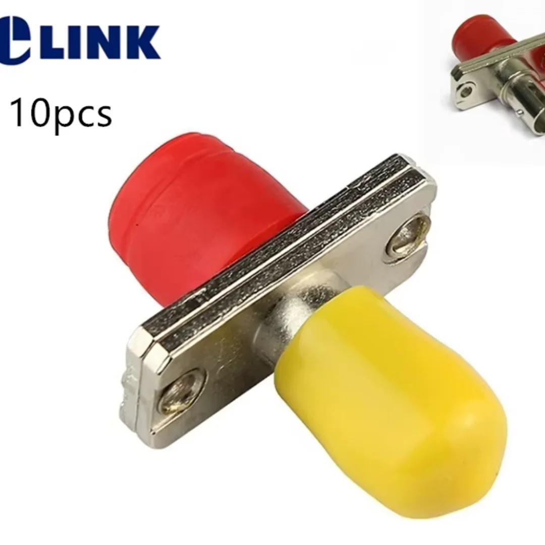 FC-ST fiber adapter hybrid Rectangular optic connector female to female metal ST-FC yellow red coupler free Shipping 10pcs
