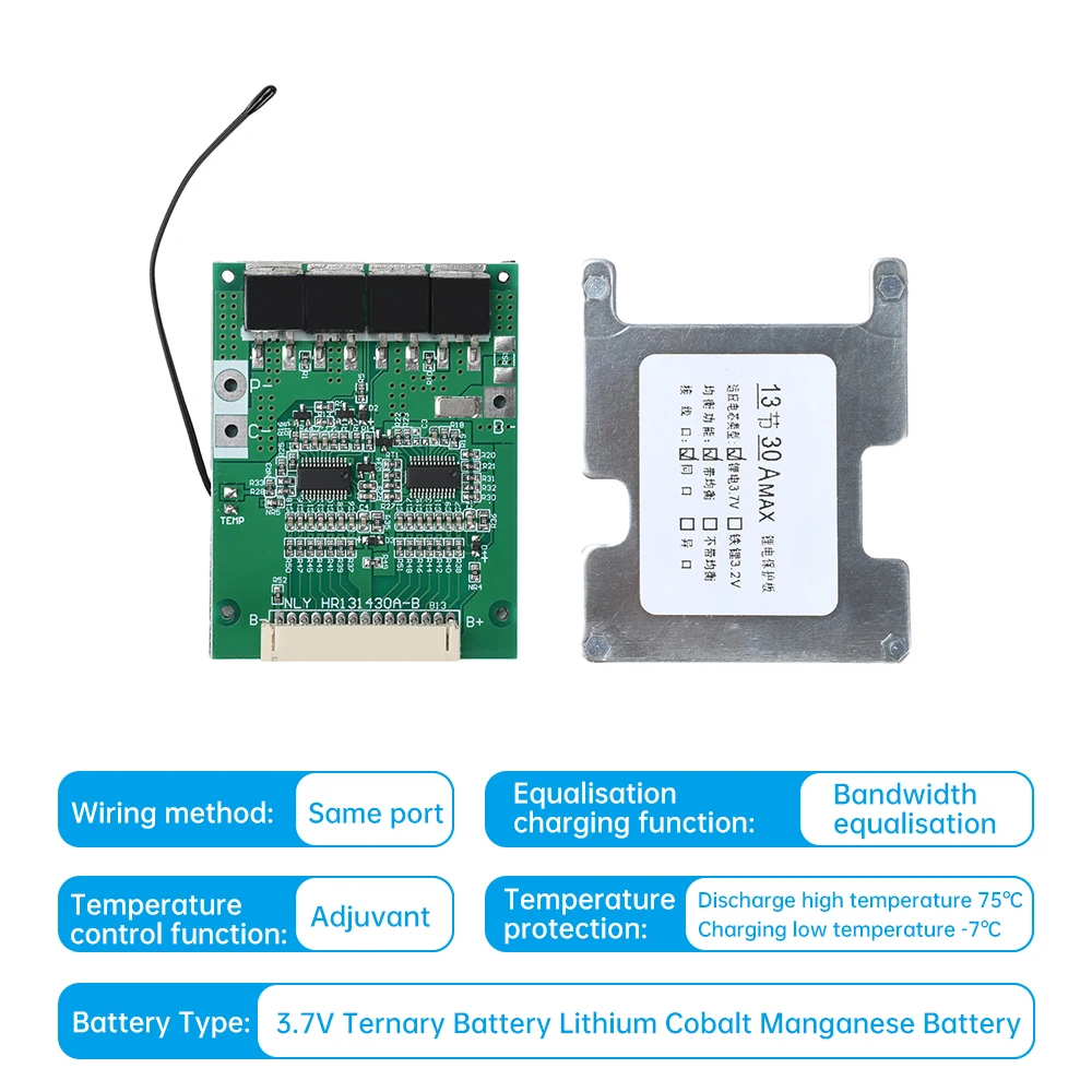 13S 48V 30A 18650 Lithium Battery BMS Protection Board With Balancing Function for DIY E-Bike E-Scooter Battery Pack