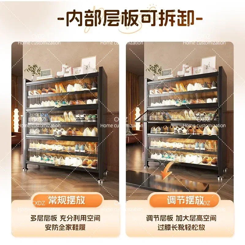 Household Shoe Cabinet Home Storage Locker Integrated Steel Multi Layer Door Dust Proof Large Capacity Shoe Rack