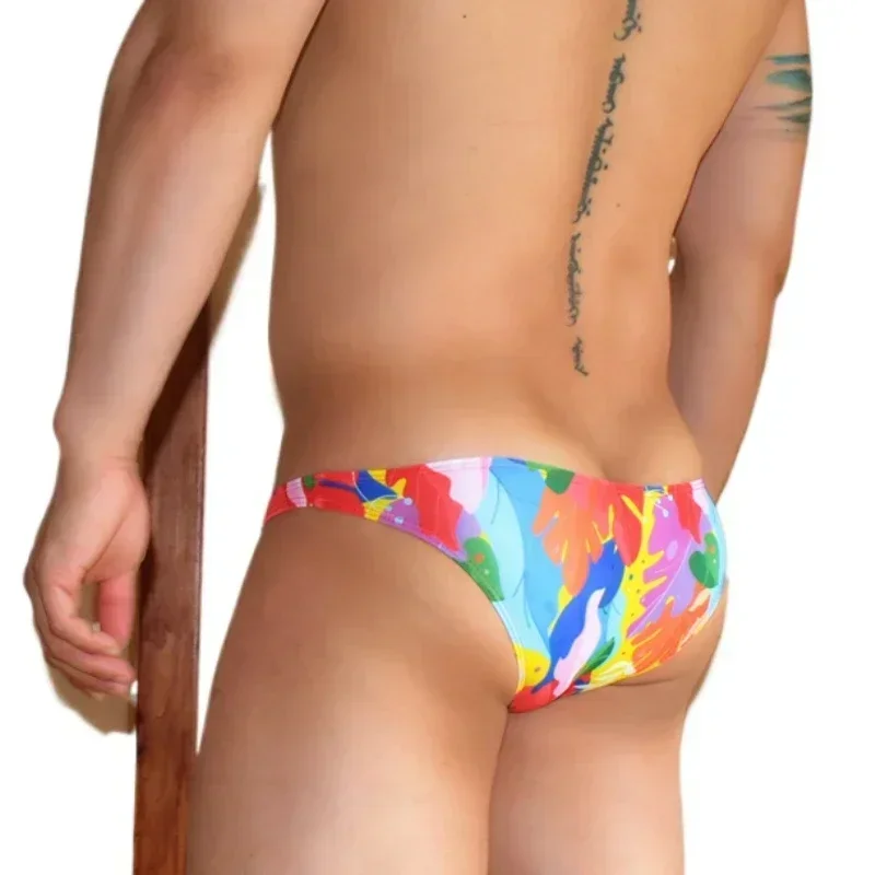 Half Hips Swimwear Men Swim Briefs Slip Sexy Super Low Waist Bikini Swimsuit Man Swimming Trunks Beach Shorts Men\'s Bathing Suit