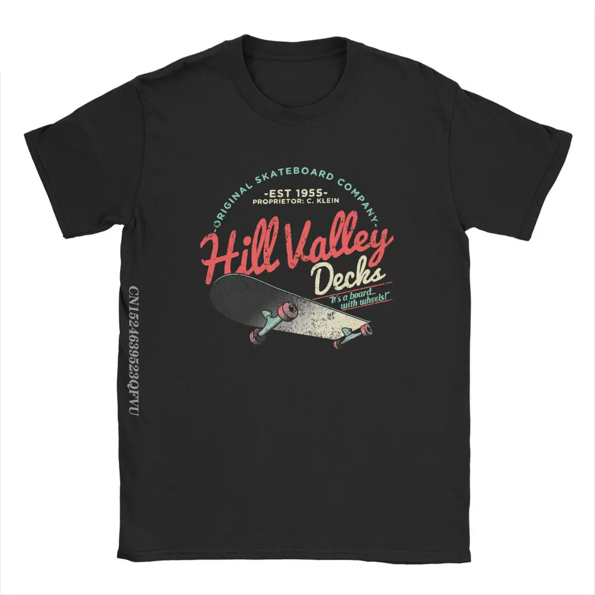 Hill Valley Skateboard Men's Tshirt Back To The Future BTTF Tees Harajuku Crew Neck Tee Shirt Cotton Aesthetic Camisas Clothes