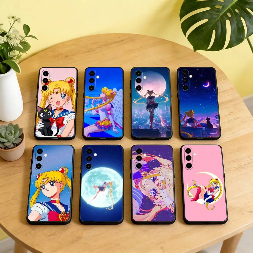 S-Sailor M-Moon Anime  Phone Case Black Silicone Soft For Samsung Galaxy A73,A72,A71,A70,A53,A52,A51
