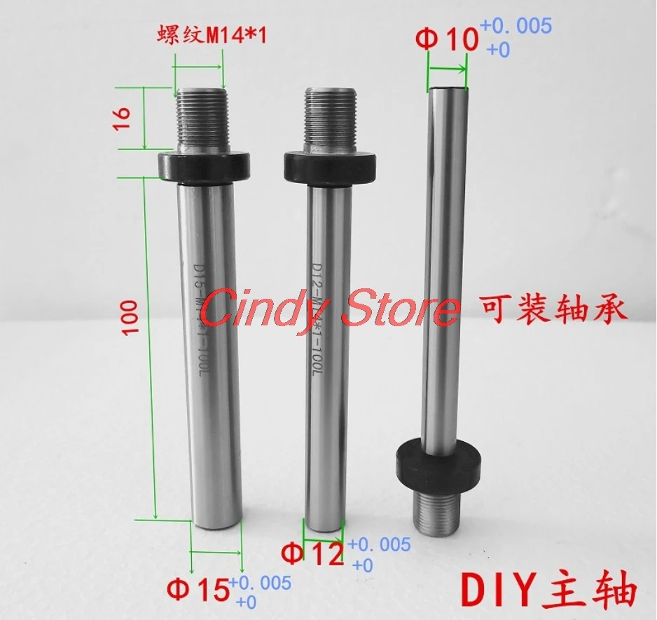 OD10mm/12mm/15mm M14x1mm M14 eje de husillo para Mini torno mandril cartucho K01-65 K02-65 K02-50 K01-63B DIY cabezal de torno de madera