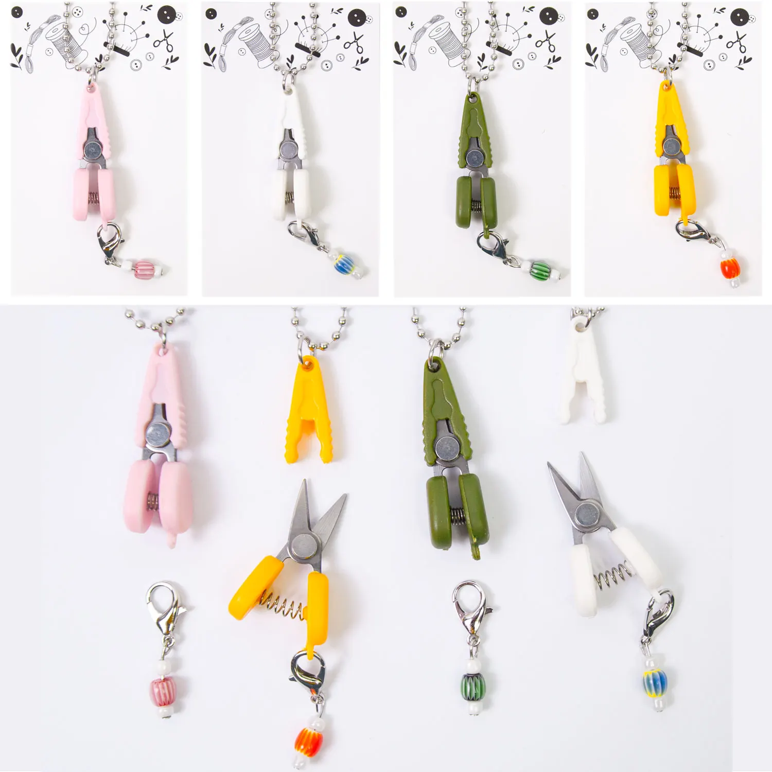 1pc Mini Sewing Scissors 4-Color Travel Snips Set with Lanyard Necklace Stitch Markers for Crafters Woolen Weaving Tool Portable